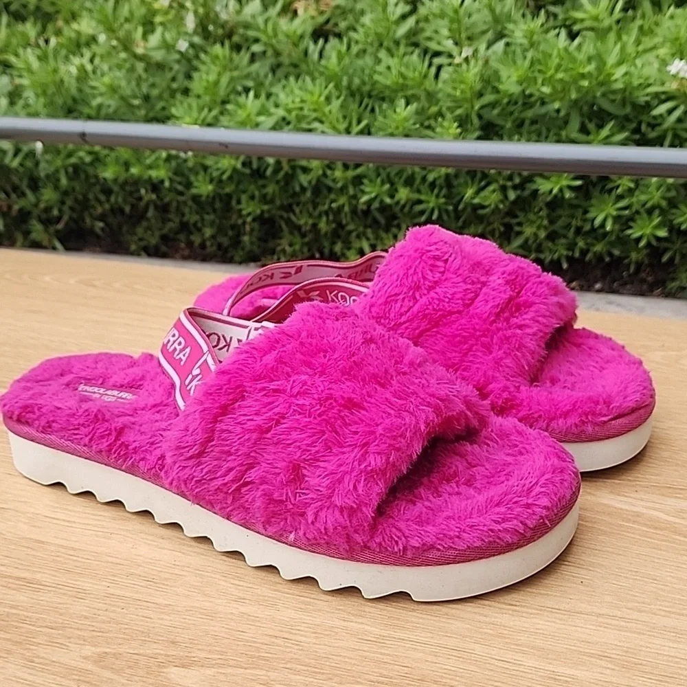 Koolaburra by UGG Kid's Backstrap Slide Sandals Fuzz'n Raspberry Rose Size US 4